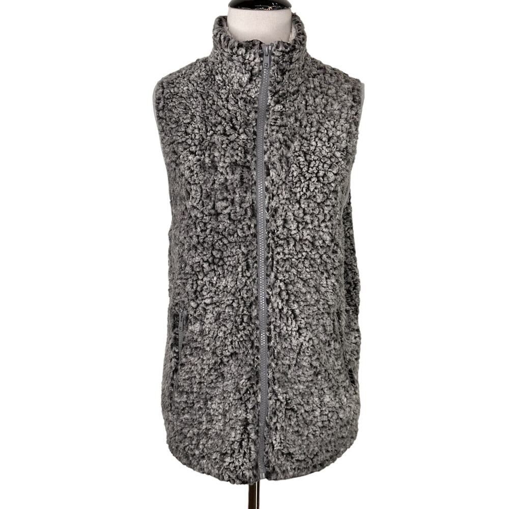 Merokeety Grey Sherpa Zip Up Vest Size Small